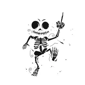 Dancing skull vector illustration. Stock Illustration