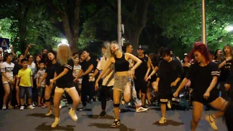 Dancing in the street Stock Footage 69186574