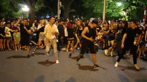 Dancing in the street Stock Footage 69187325