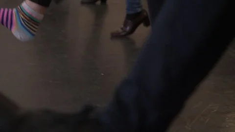 Dancing in Striped socks Stock Footage 83039501