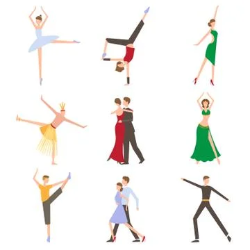 Dancing Styles Flat design Stock Illustration