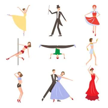 Dancing Styles Flat design Stock Illustration