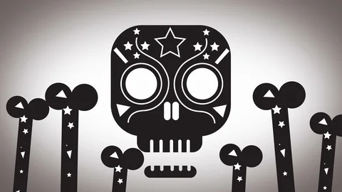 Dancing sugar skull with bones, ideal footage for the halloween period Stock Footage 117039945