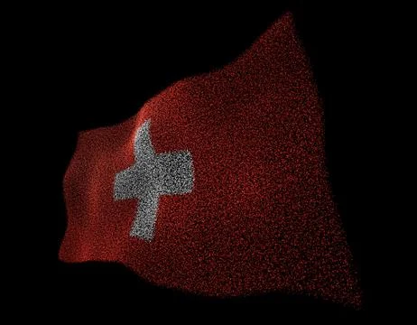Dancing Swiss flag, particle technology banner Stock Illustration