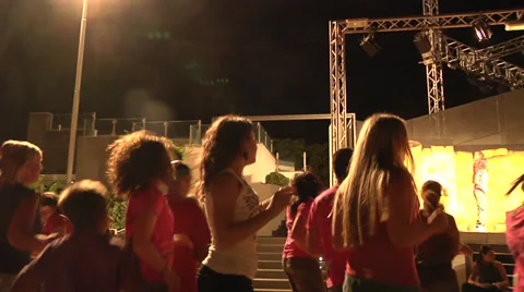 Dancing teens in resort Stock Footage 30313909