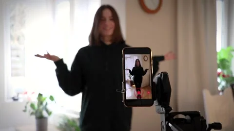 Dancing tiktok closeup phone 005 Stock Footage 145991364