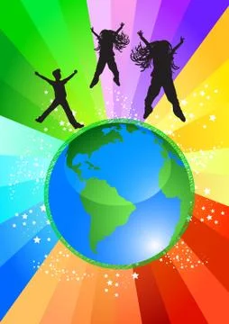 Dancing on top of the world Stock Illustration