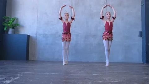 Dancing, training and group of ballerina in studio doing performance routine Video stock 239405802