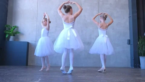 Dancing, training and group of ballerina in studio doing performance routine Video stock 239554119