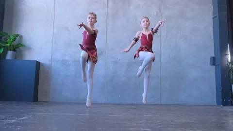 Dancing, training and group of ballerina in studio doing performance routine Video stock 239554329