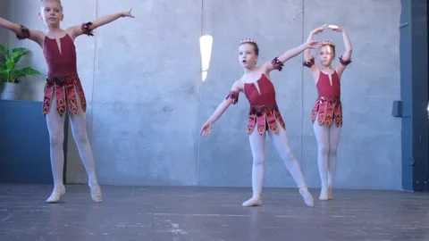 Dancing, training and group of ballerina in studio doing performance routine Video stock 239649909