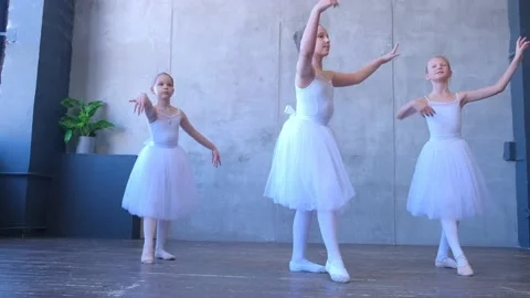 Dancing, training and group of ballerina in studio doing performance routine Video stock 239651074