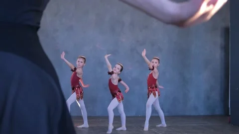 Dancing, training and group of ballerina in studio doing performance routine Video stock 239762106