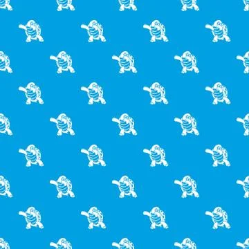 Dancing turtle pattern seamless blue Stock Illustration