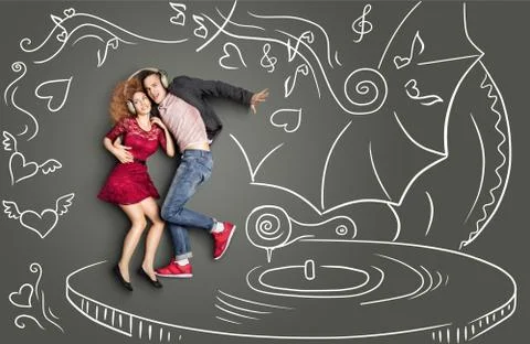 Dancing on vinyl. Stock Photos