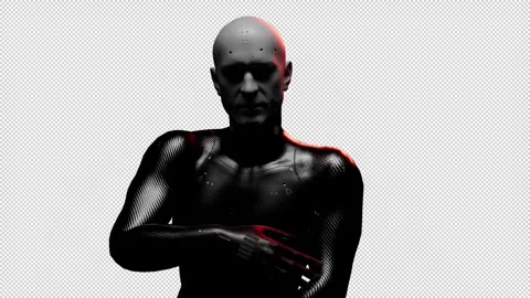 The dancing warrior of the future is a man in space. Video stock 243826516