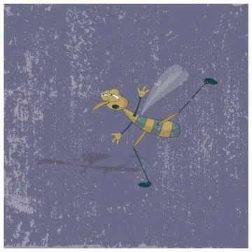 Dancing water strider on a colored background with a worn texture. Vector ill Stock Illustration