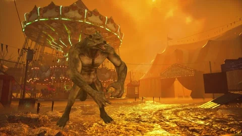 Dancing Werewolf in Post-Apocalyptic Park Stock Footage 321671693