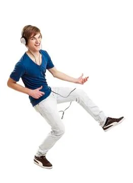 Dancing while listen music Stock Photos