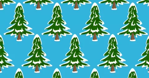 Dancing Winter Pine Tree Pattern, cartoon background Stock Footage 222030466