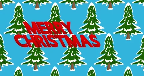 Dancing Winter Pine Tree Pattern with Merry Christmas text Stock Footage 227259784