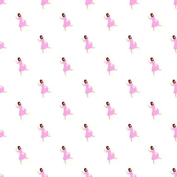 Dancing woman cartoon seamless pattern celebrating freedom Stock Illustration