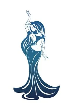 Dancing woman in expressive pose. flat silhouette Stock Illustration