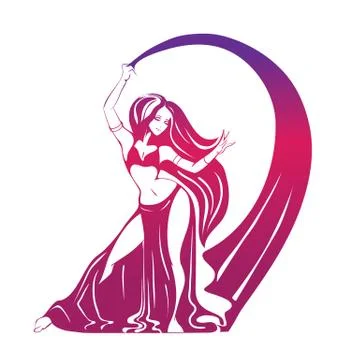 Dancing woman in expressive pose. flat silhouette Stock Illustration
