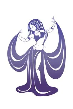 Dancing woman in expressive pose. flat silhouette Stock Illustration