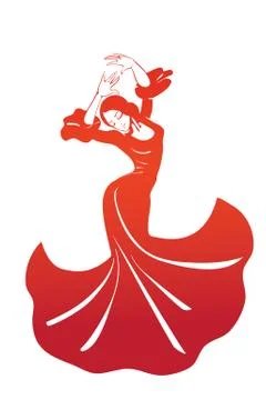 Dancing woman in expressive pose. flat silhouette Stock Illustration