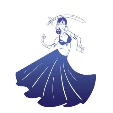 Dancing woman in expressive pose. flat silhouette Stock Illustration