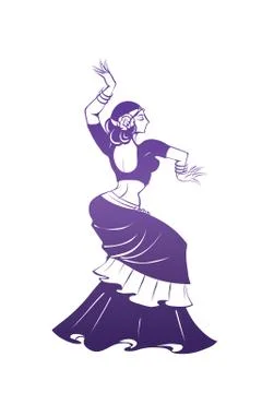 Dancing woman in expressive pose. flat silhouette Stock Illustration