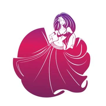 Dancing woman in expressive pose. flat silhouette Stock Illustration