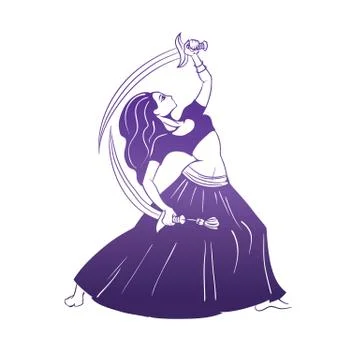 Dancing woman in expressive pose. flat silhouette Stock Illustration