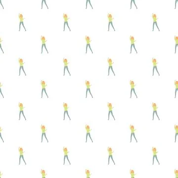 Dancing women flat design seamless pattern background Stock Illustration
