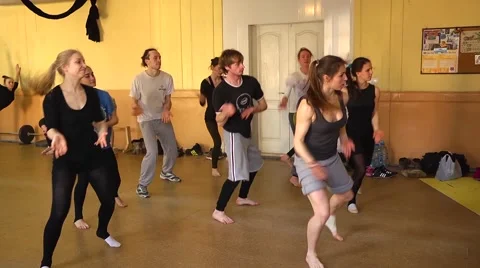 Dancing young class training in pop-circus studio Stock Footage 47172462