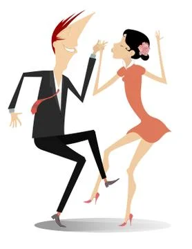 Dancing young couple lovers isolated illustration Stock Illustration