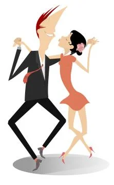 Dancing young couple lovers isolated illustration Stock Illustration