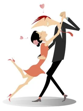 Dancing young couple lovers isolated Stock Illustration