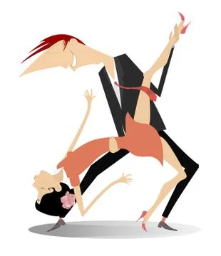 Dancing young couple vector illustration Illustrazione stock