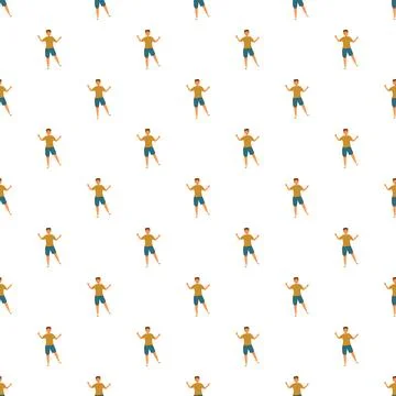 Dancing young man seamless pattern on white background Stock Illustration