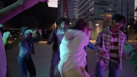 Dancing young people breakdancing in street hip hop dancer practicing dance Stock Footage 234088021