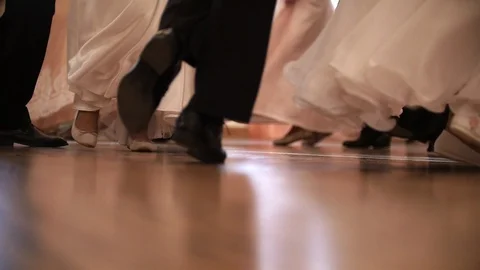 Dancing young people at the historical ball, slow-motion Stock Footage 87947257