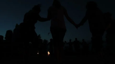 Dancing young people in the night under the outdoor sky Stock Footage 46442058