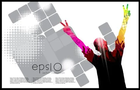 Dancing young people. Vector Stock Illustration