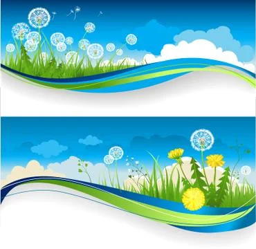 Dandelion banner Stock Illustration