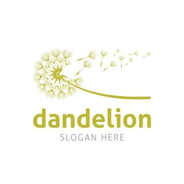 Dandelion Blowing Vector Logo Template Stock Illustration