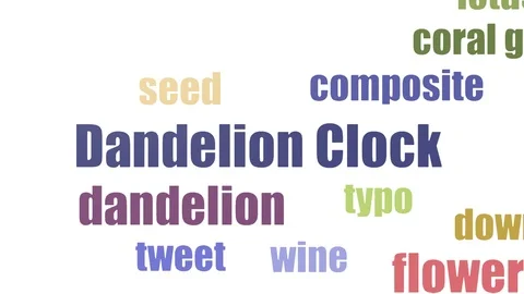 Dandelion Clock Tagcloud Animated On White Background Stock Footage 103563033