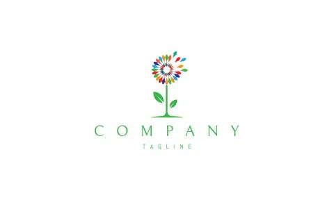 Dandelion Color vector logo Illustrazione stock
