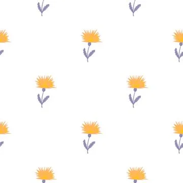 Dandelion cute seamless pattern. Hand drawn meadow background. Stock Illustration